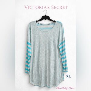 Victoria’s Secret Sleepwear XL Blue Polka Dot Lounge Pajama Soft Cozy Nightshirt